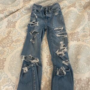 American Eagle Outfitters Ripped Light Blue Skinny Jeans